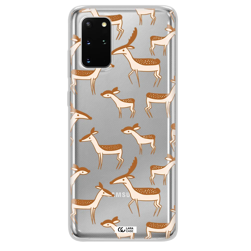 a pattern of deer and fawns Samsung S 20 Plus Clear TPU Case