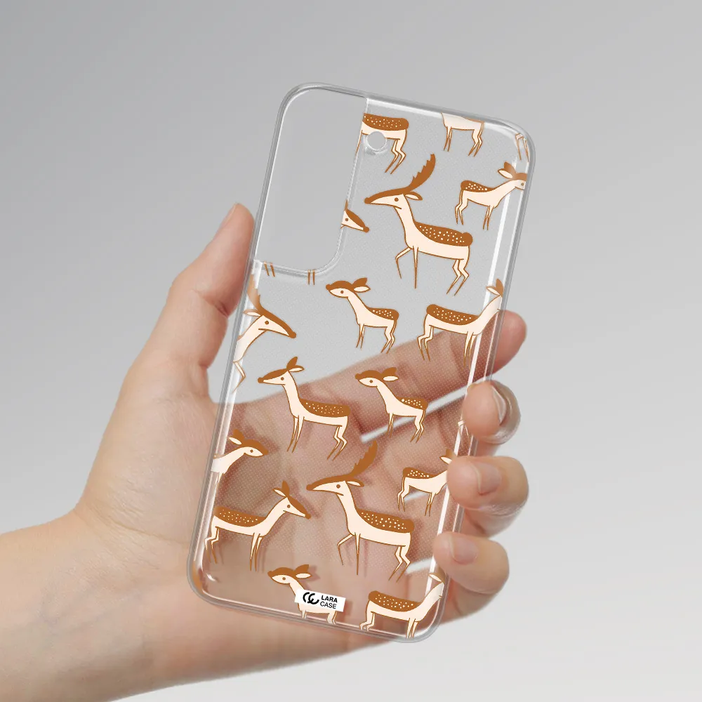 a pattern of deer and fawns Samsung S 22 Plus Clear TPU Case