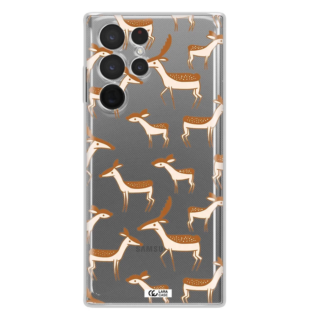 a pattern of deer and fawns Samsung S 22 Ultra Clear TPU Case