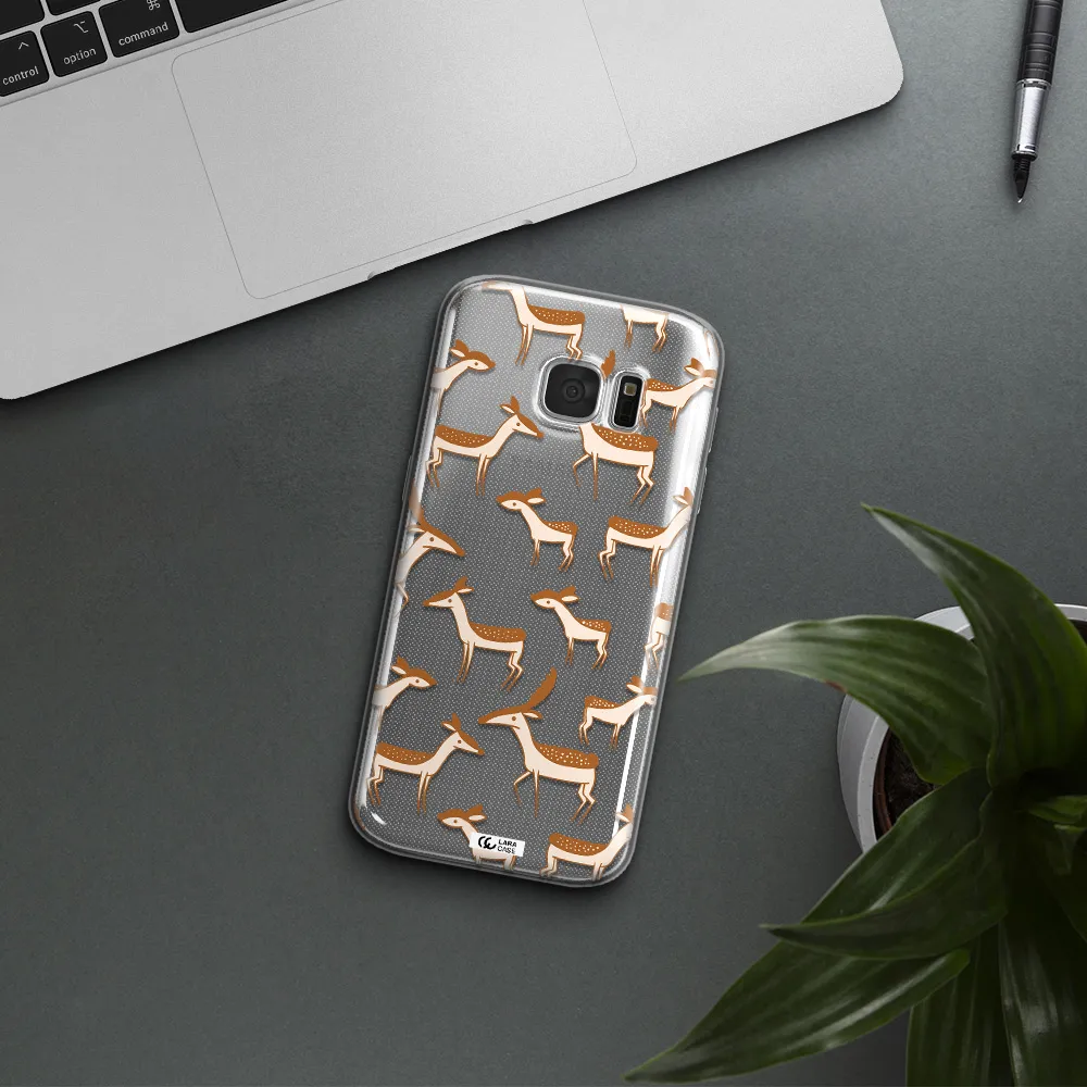 a pattern of deer and fawns Samsung S 7 Clear TPU Case