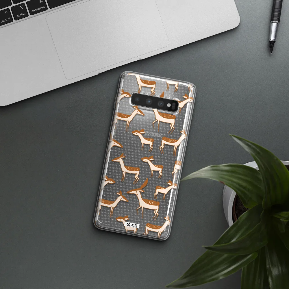 a pattern of deer and fawns Samsung S10 Clear TPU Case