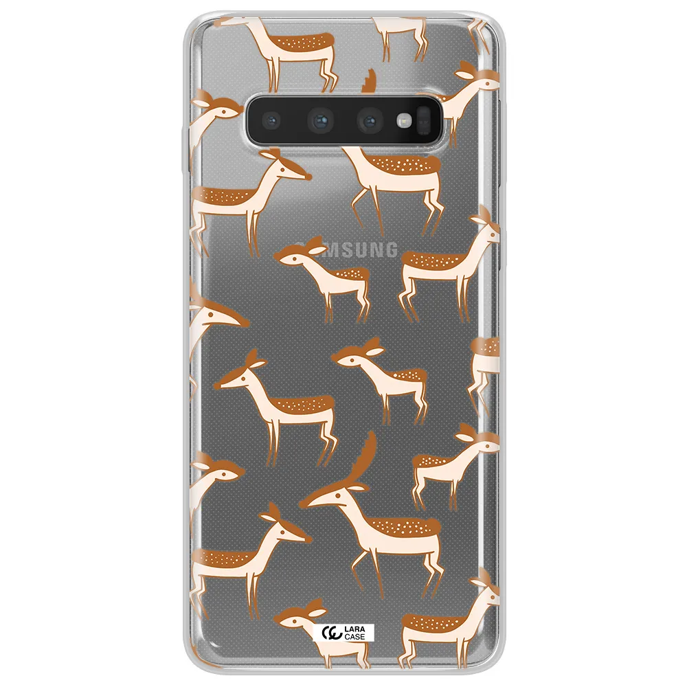 a pattern of deer and fawns Samsung S10 Plus Clear TPU Case
