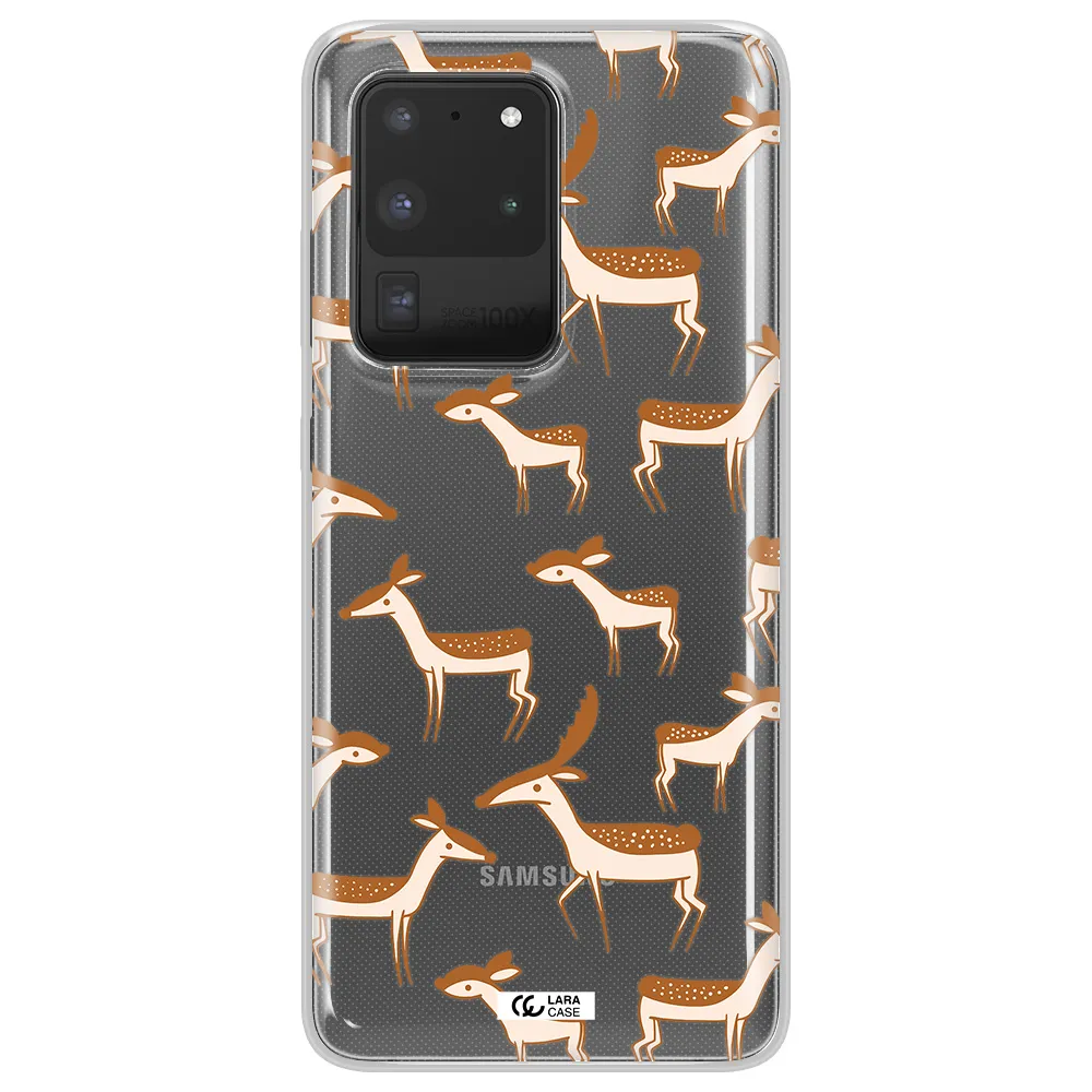 a pattern of deer and fawns Samsung S20 Ultra Clear TPU Case