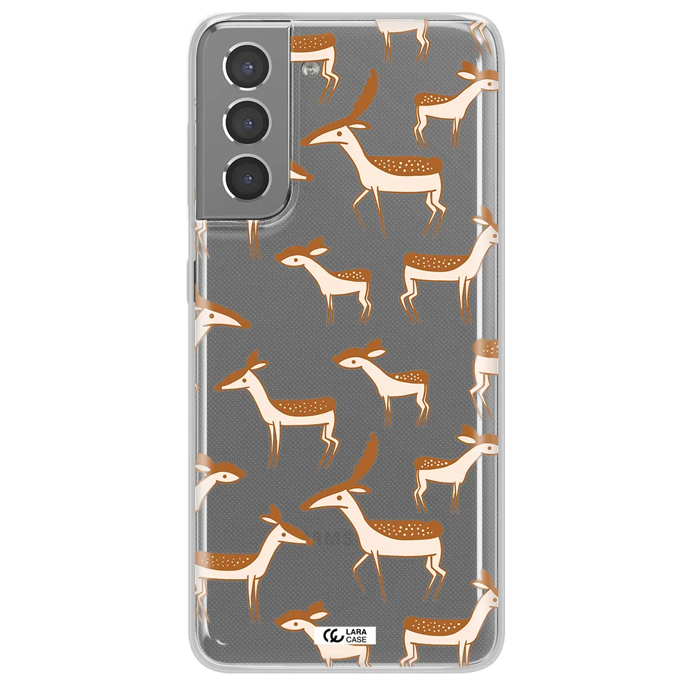 a pattern of deer and fawns Samsung S21 Clear TPU Case