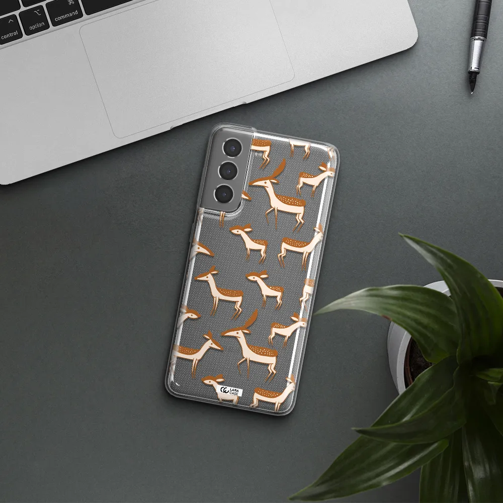 a pattern of deer and fawns Samsung S21 Plus Clear TPU Case