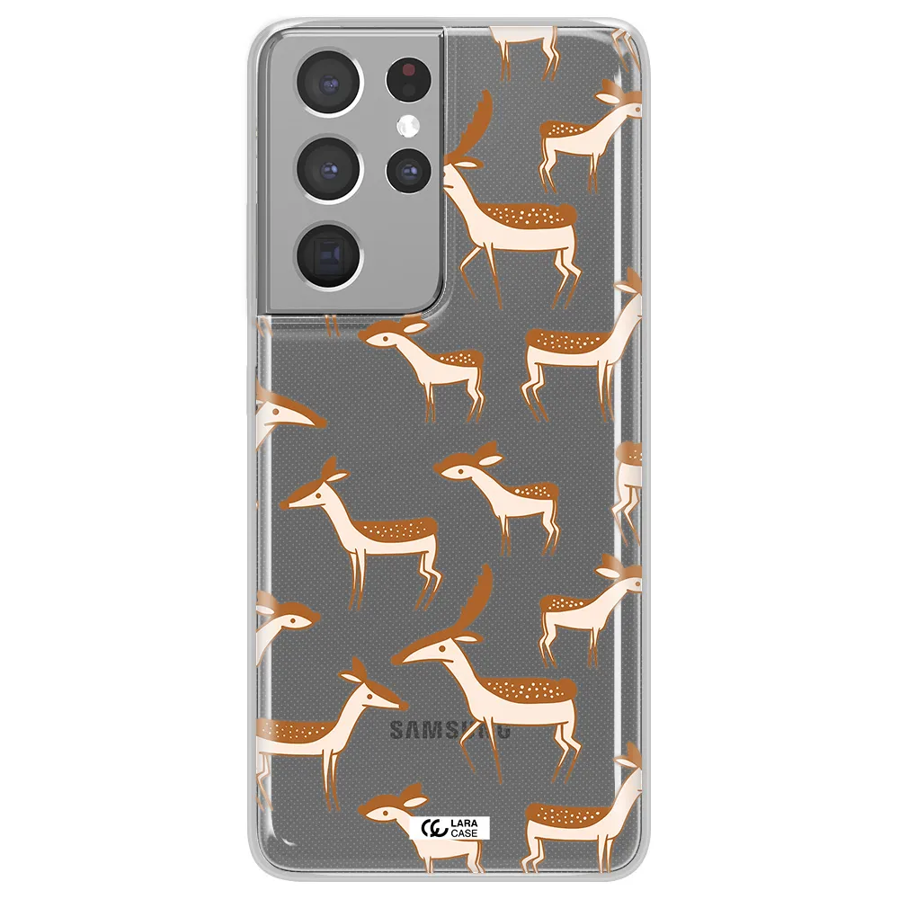 a pattern of deer and fawns Samsung S21 Ultra Clear TPU Case