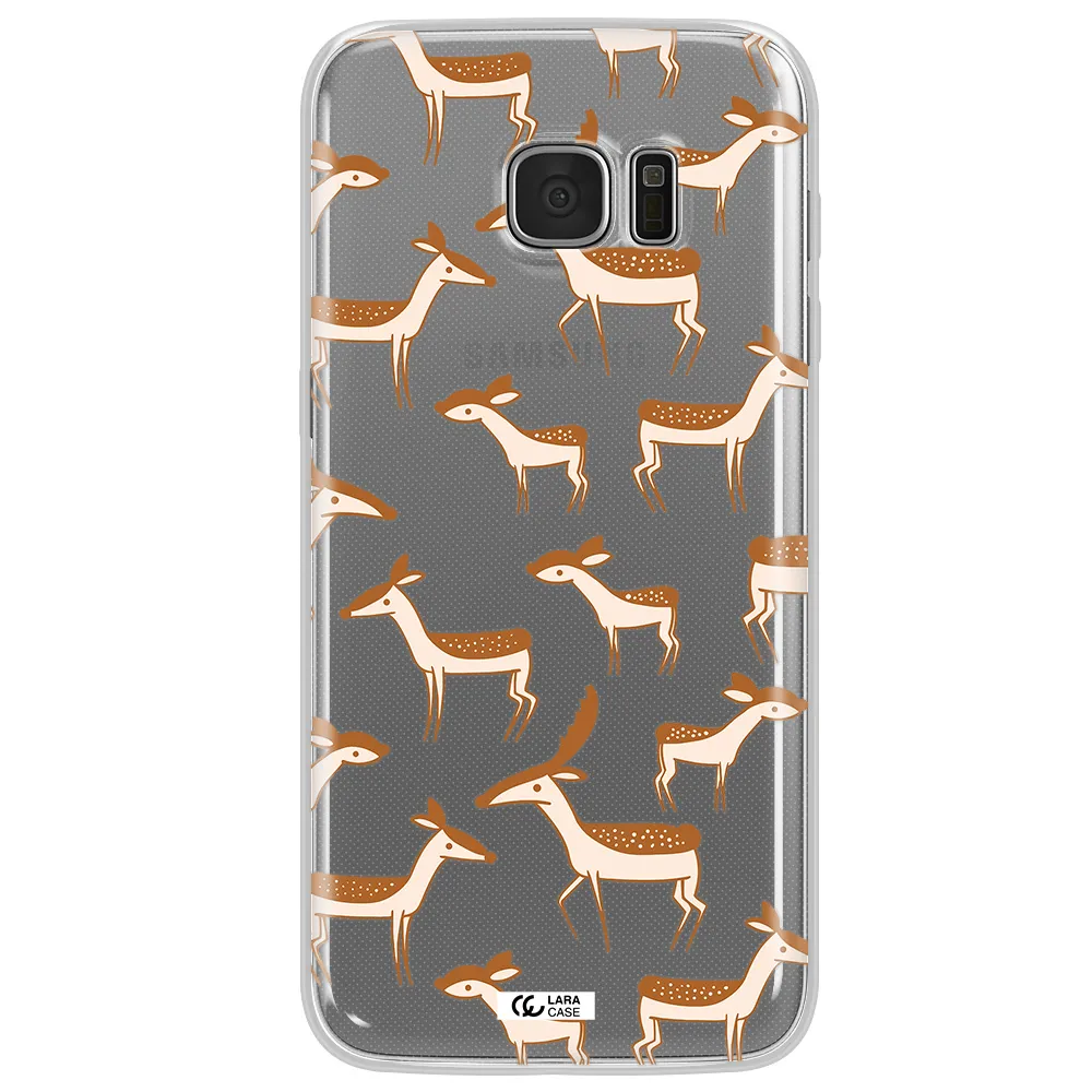 a pattern of deer and fawns Samsung S7 Edge Clear TPU Case