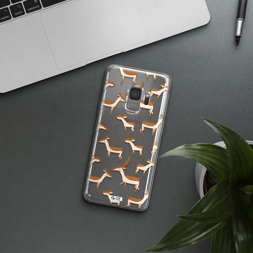 a pattern of deer and fawns Samsung S9 Clear TPU Case
