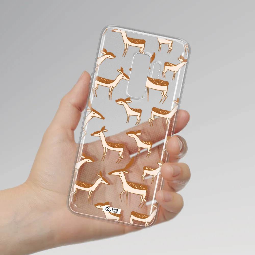 a pattern of deer and fawns Samsung S9 Plus Clear TPU Case