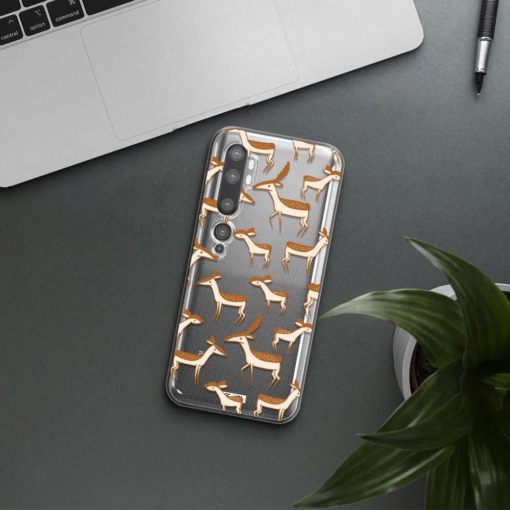 a pattern of deer and fawns Xiaomi Mi Note 10 Clear TPU Case