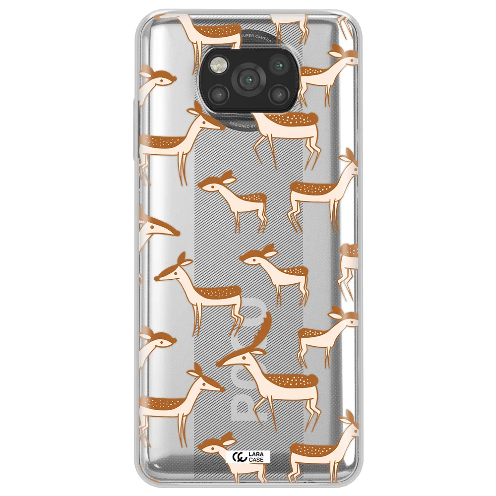 a pattern of deer and fawns Xiaomi Poco X3 Clear TPU Case