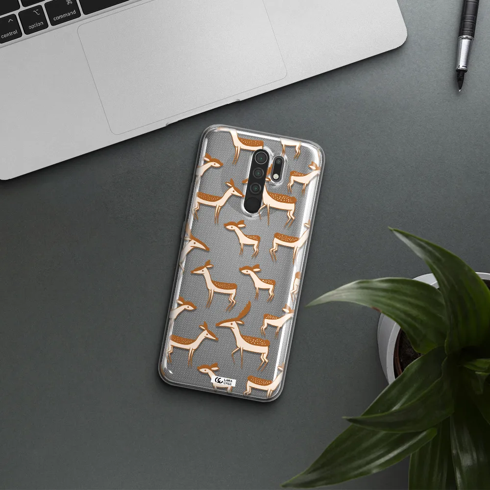 a pattern of deer and fawns Xiaomi Redmi 9 Clear TPU Case