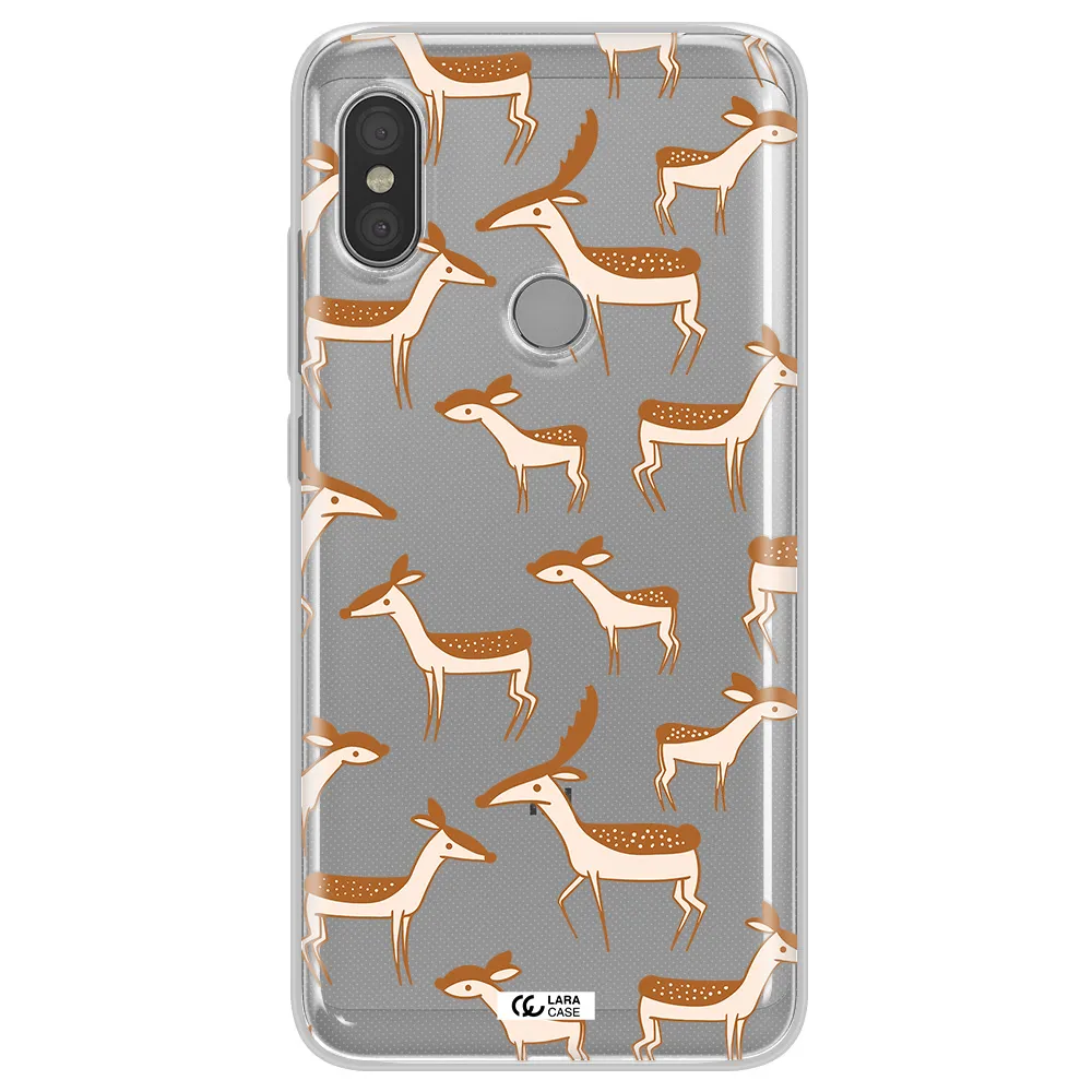a pattern of deer and fawns Xiaomi Redmi Note 6 Pro Clear TPU Case