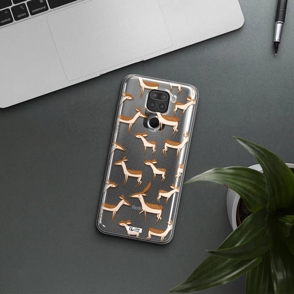 a pattern of deer and fawns Xiaomi Redmi Note 9 Clear TPU Case