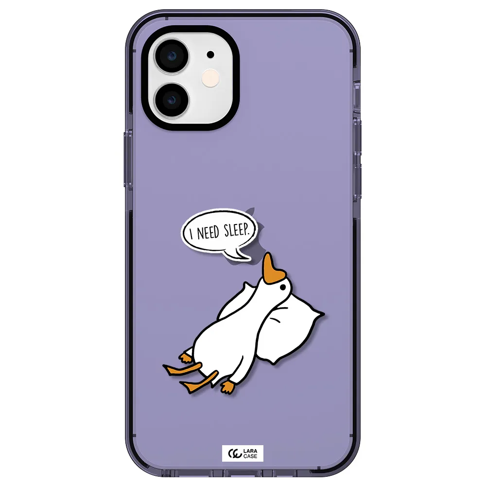 a cartoon of a duck with a pillow Apple iPhone 11 impact Lilac Case