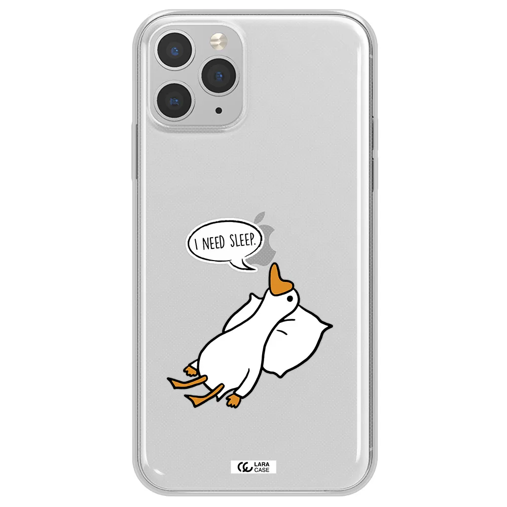 a cartoon of a duck with a pillow Apple iPhone 11 pro Clear TPU Case
