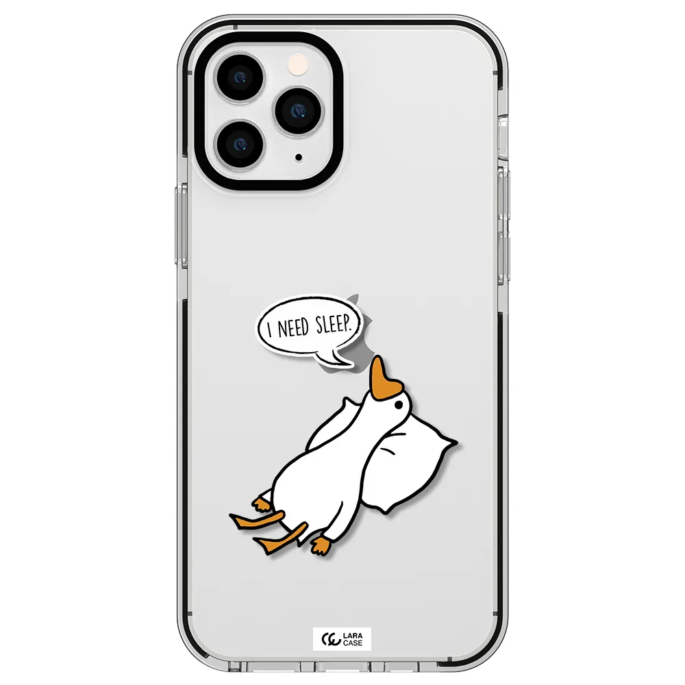 a cartoon of a duck with a pillow Apple iPhone 11 pro impact black border Case