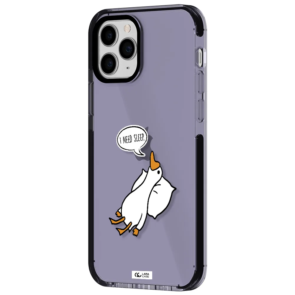 a cartoon of a duck with a pillow Apple iPhone 11 pro max impact Lilac Case