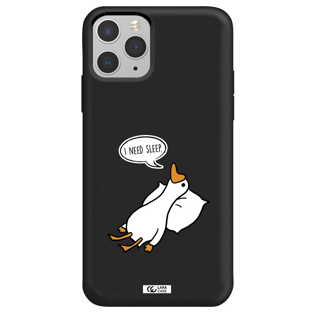 a cartoon of a duck with a pillow Apple iPhone 11 pro Silicone black Case