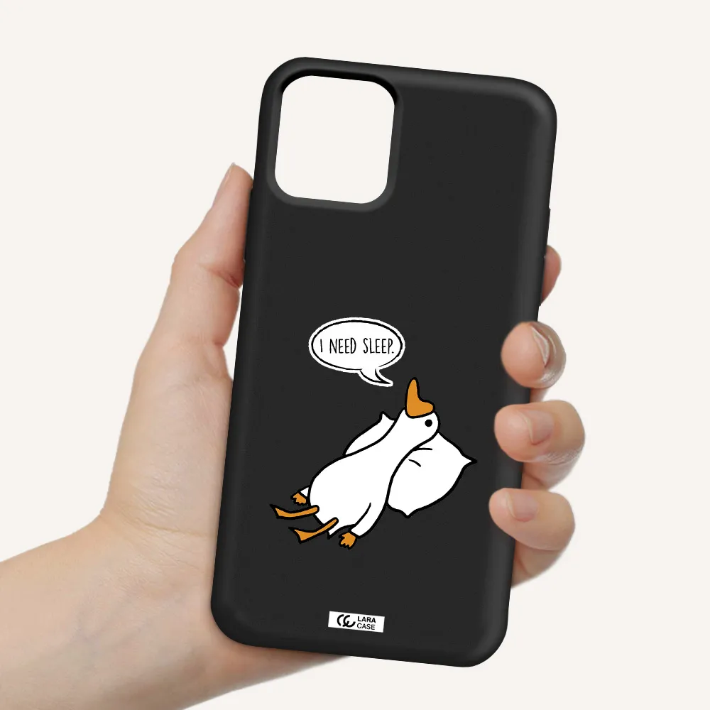 a cartoon of a duck with a pillow Apple iPhone 11 pro Silicone black Case