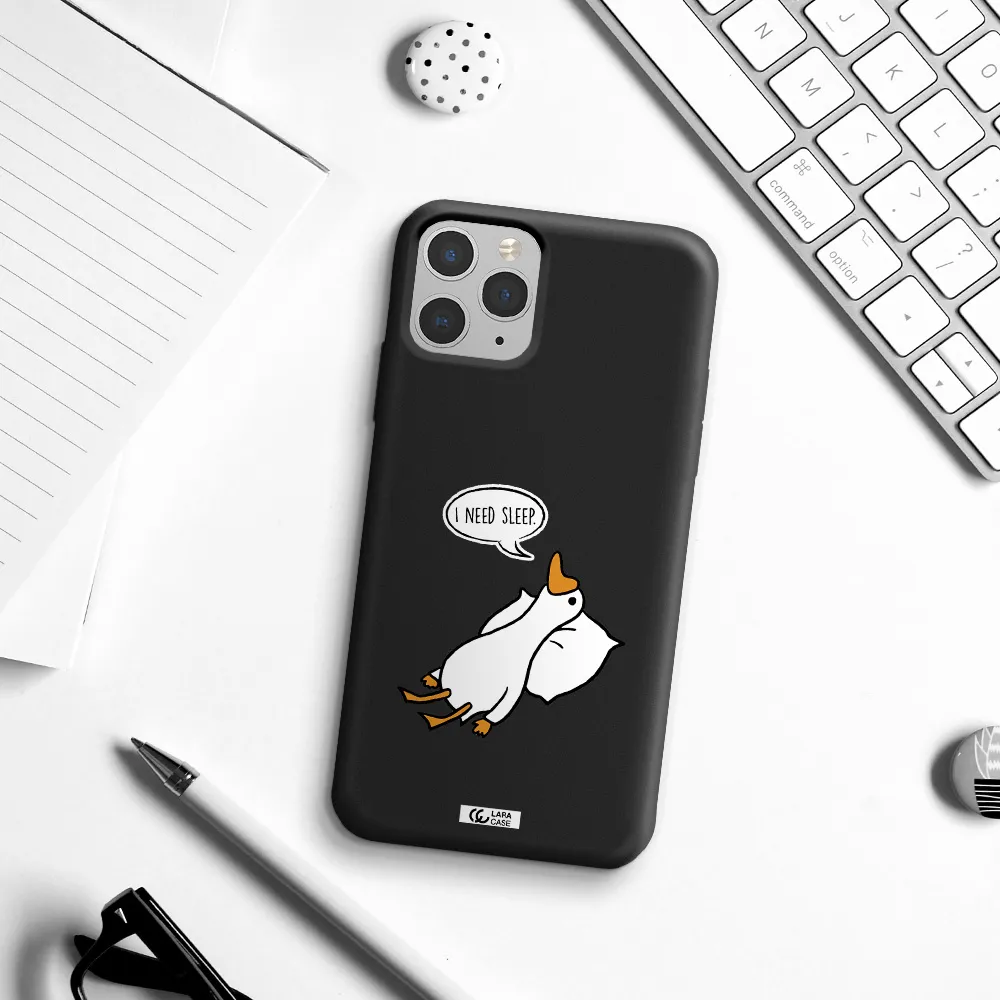 a cartoon of a duck with a pillow Apple iPhone 11 pro Silicone black Case