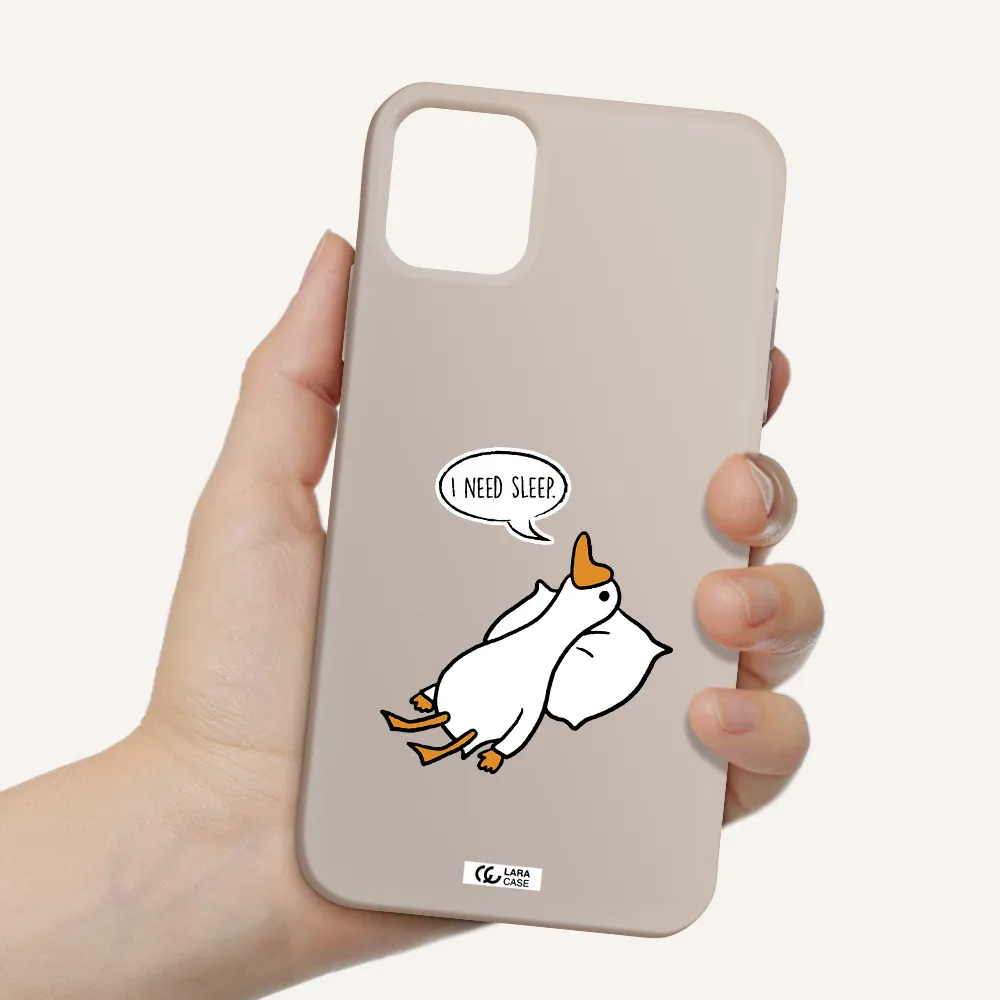 a cartoon of a duck with a pillow Apple iPhone 11 Silicone Stone Case