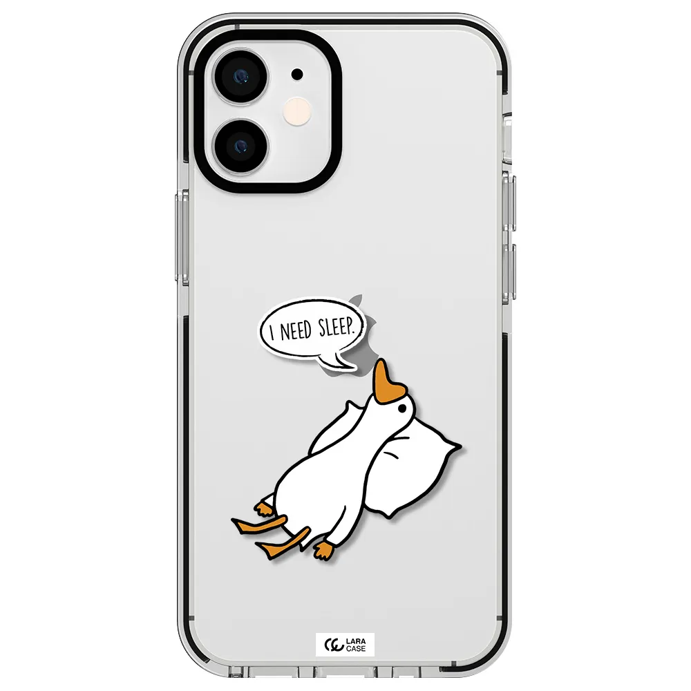 a cartoon of a duck with a pillow Apple iPhone 12 mini impact black border Case