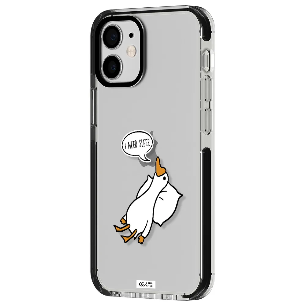 a cartoon of a duck with a pillow Apple iPhone 12 mini impact black border Case