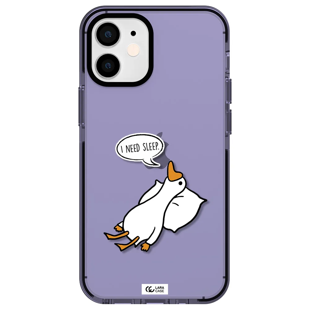 a cartoon of a duck with a pillow Apple iPhone 12 mini impact Lilac Case