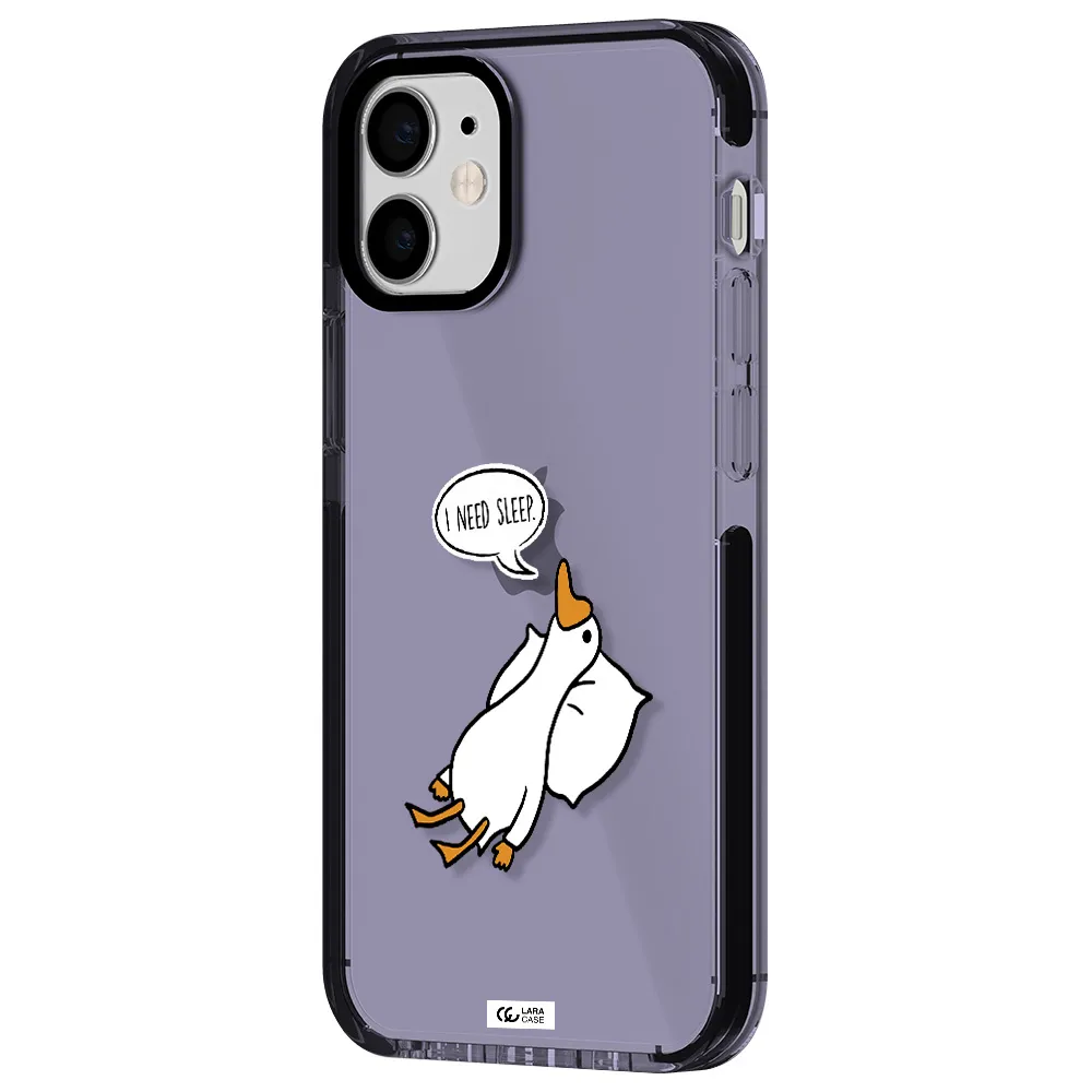 a cartoon of a duck with a pillow Apple iPhone 12 mini impact Lilac Case