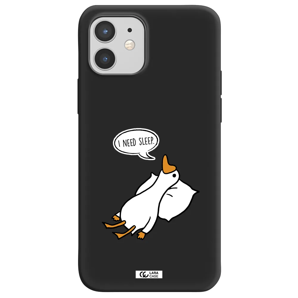 a cartoon of a duck with a pillow Apple iPhone 12 mini Silicone black Case