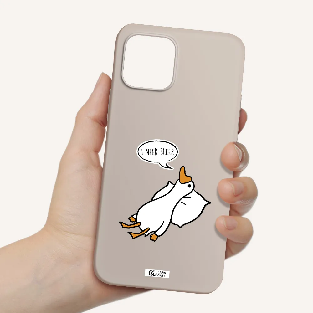 a cartoon of a duck with a pillow Apple iPhone 12 mini Silicone Stone Case
