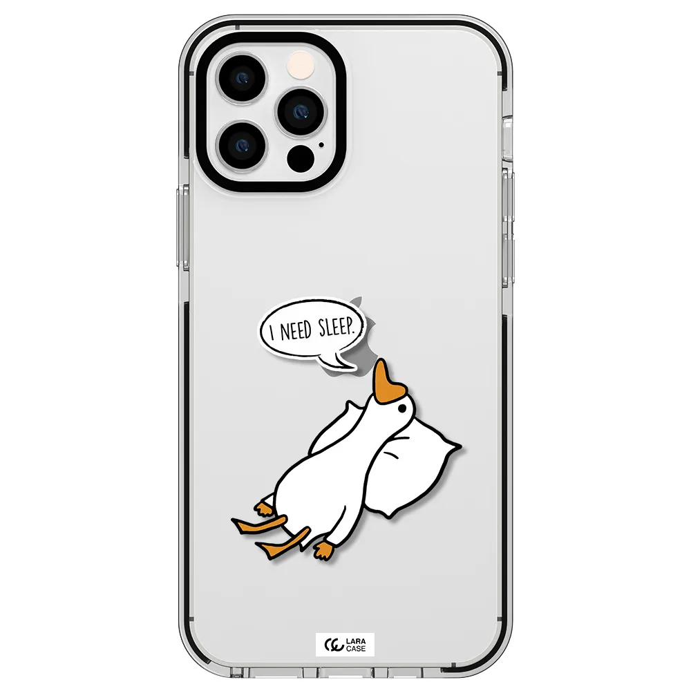 a cartoon of a duck with a pillow Apple iPhone 12 pro impact black border Case