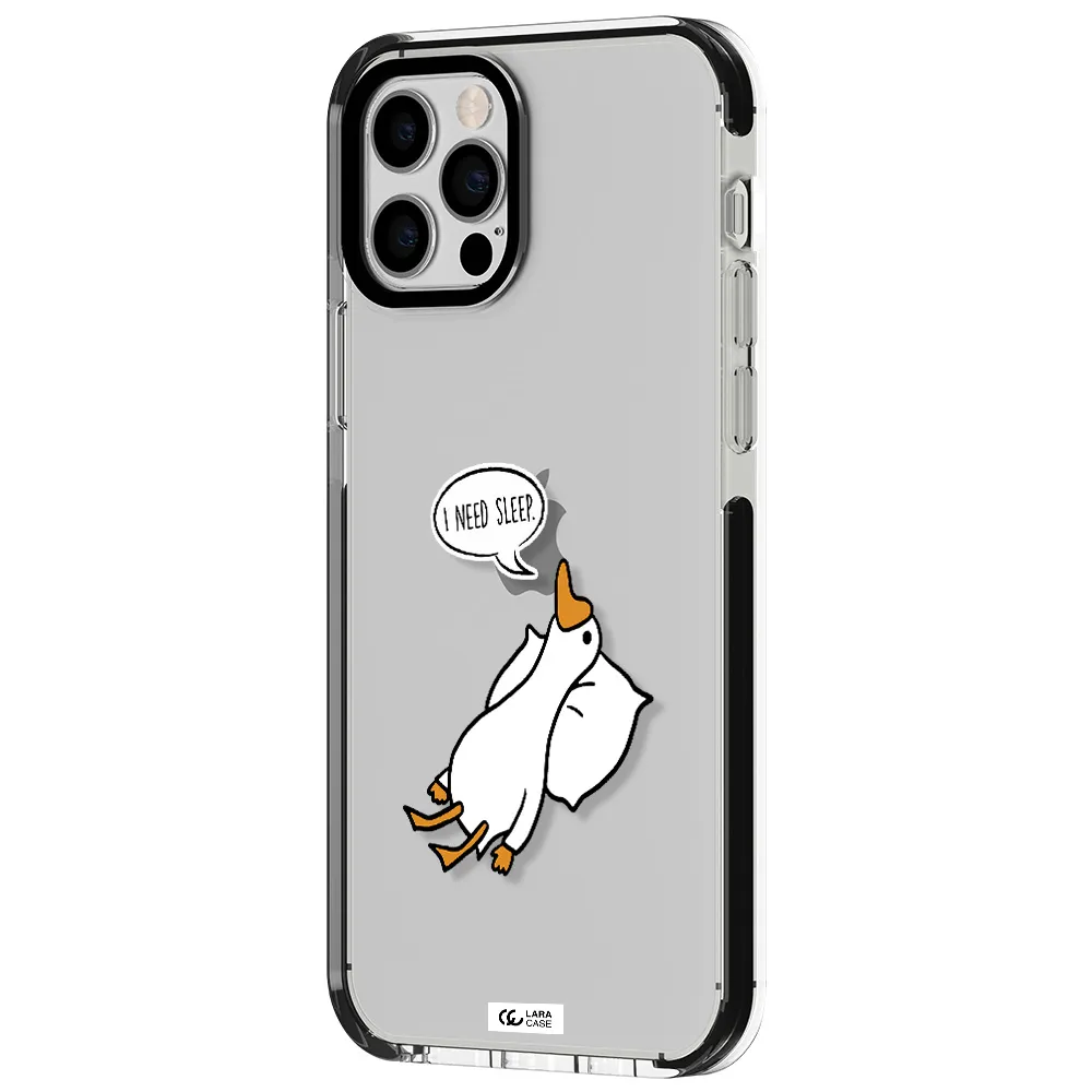 a cartoon of a duck with a pillow Apple iPhone 12 pro impact black border Case