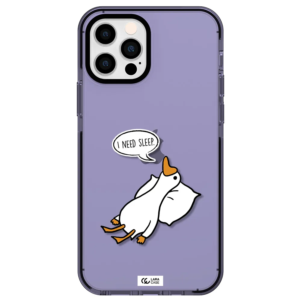 a cartoon of a duck with a pillow Apple iPhone 12 pro impact Lilac Case
