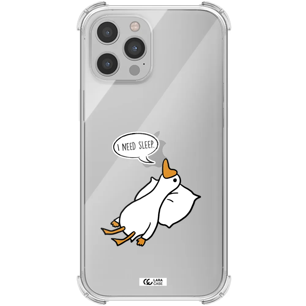 a cartoon of a duck with a pillow Apple iPhone 12 pro max Clear PC Case