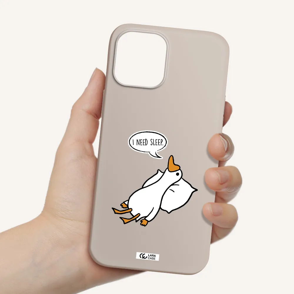 a cartoon of a duck with a pillow Apple iPhone 12 pro Silicone Stone Case
