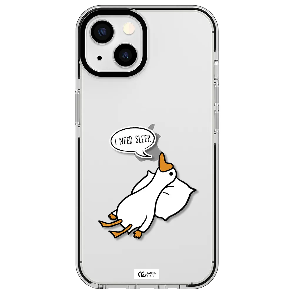 a cartoon of a duck with a pillow Apple iPhone 13 impact black border Case