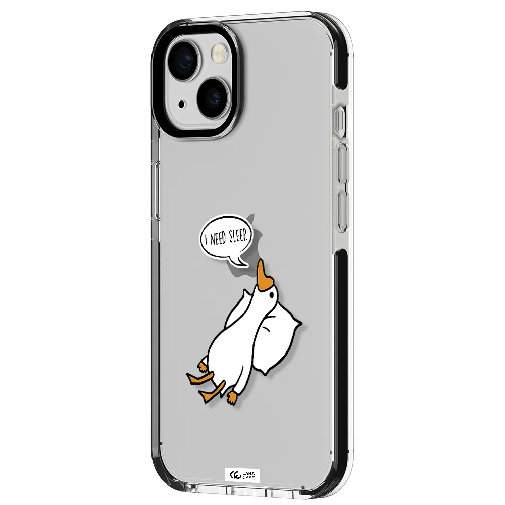 a cartoon of a duck with a pillow Apple iPhone 13 impact black border Case