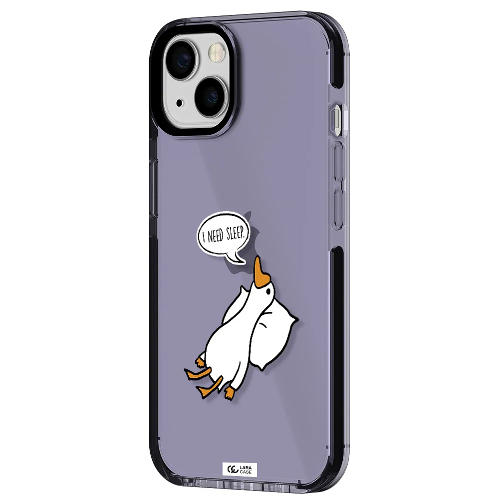 a cartoon of a duck with a pillow Apple iPhone 13 impact Lilac Case