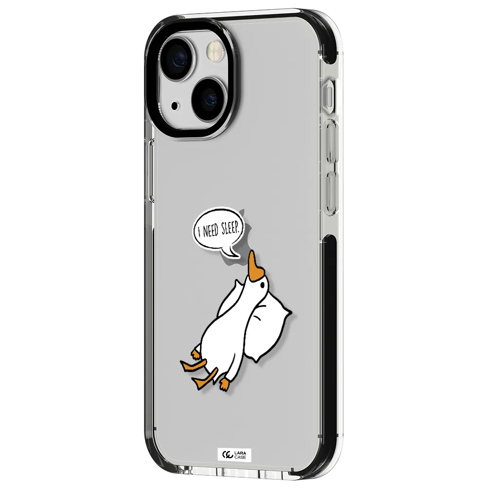 a cartoon of a duck with a pillow Apple iPhone 13 mini impact black border Case