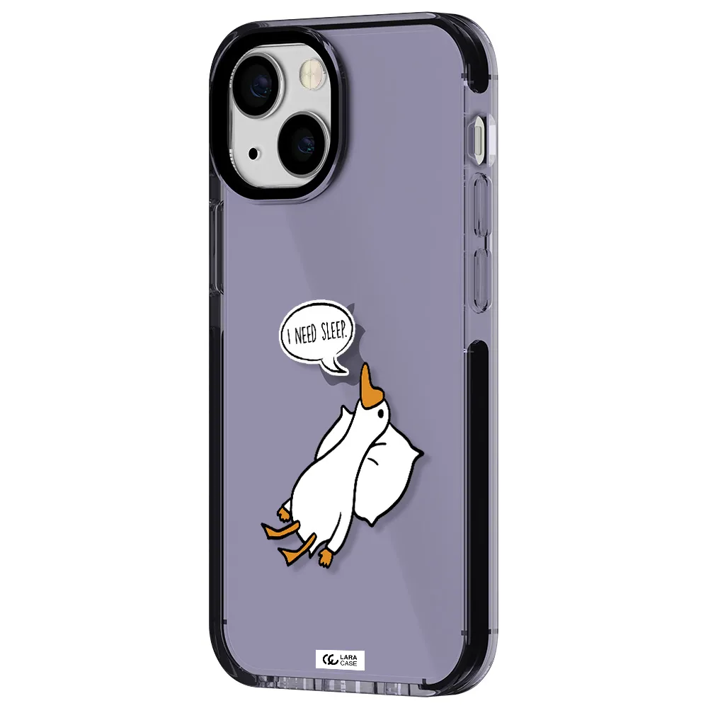 a cartoon of a duck with a pillow Apple iPhone 13 mini impact Lilac Case