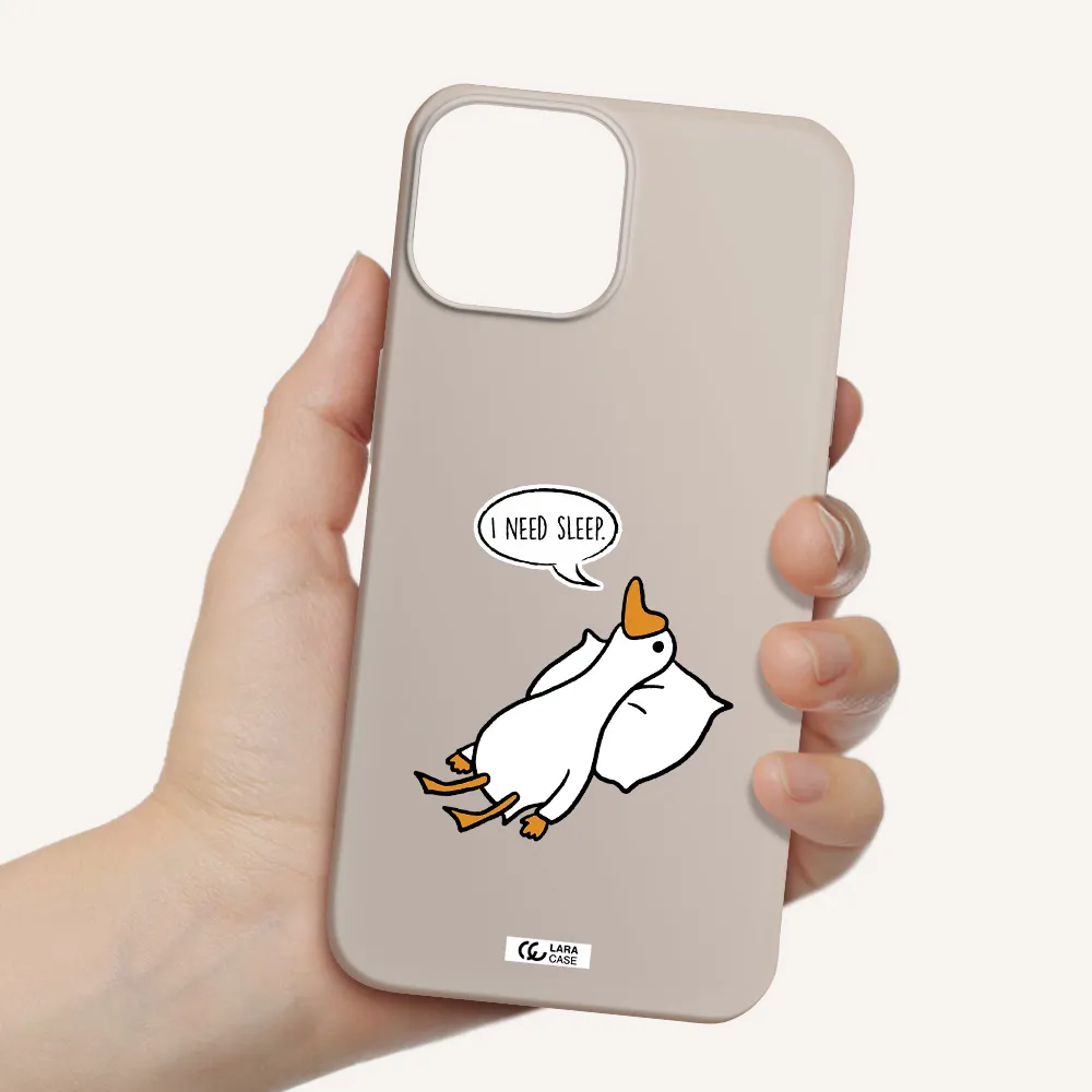 a cartoon of a duck with a pillow Apple iPhone 13 mini Silicone Stone Case