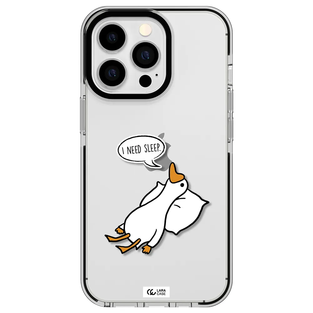 a cartoon of a duck with a pillow Apple iPhone 13 Pro impact black border Case