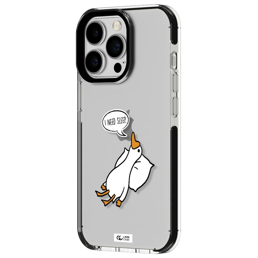 a cartoon of a duck with a pillow Apple iPhone 13 Pro impact black border Case