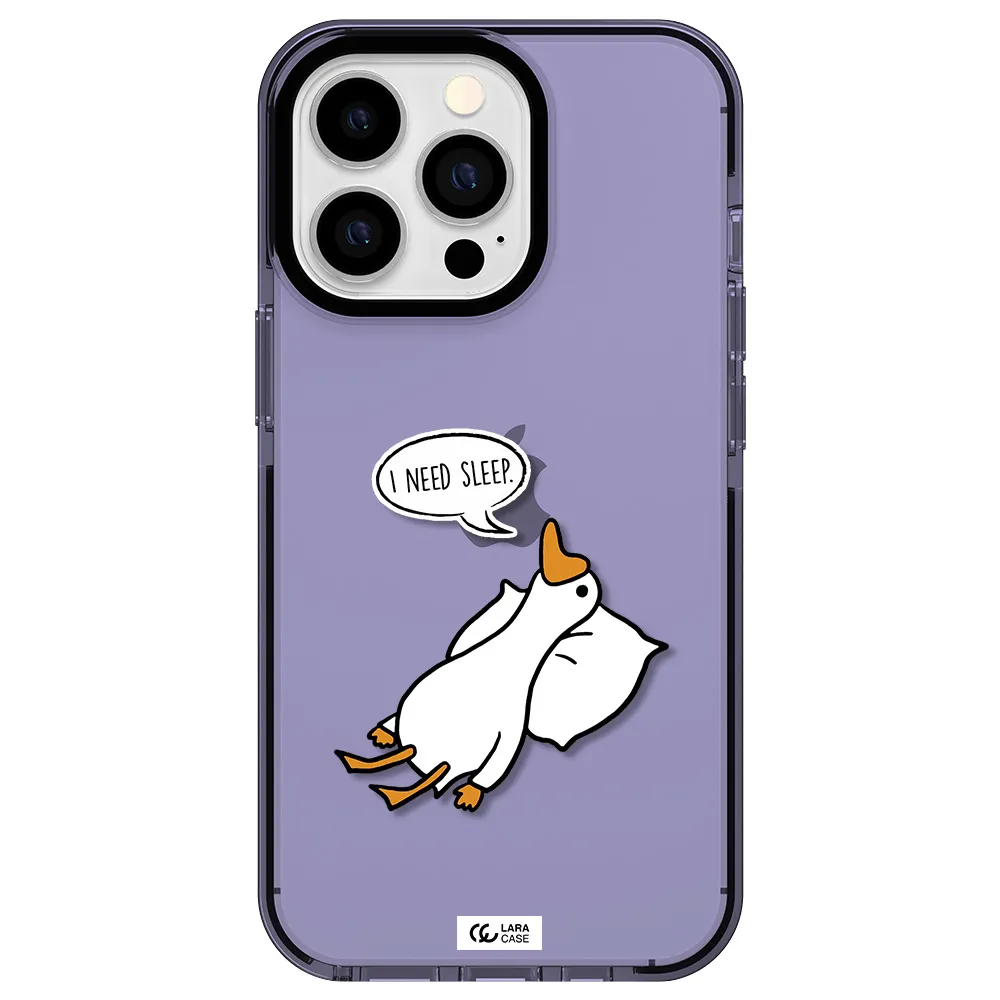 a cartoon of a duck with a pillow Apple iPhone 13 Pro impact Lilac Case