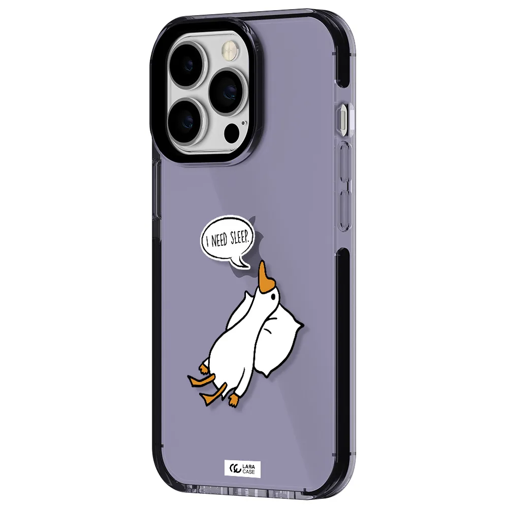 a cartoon of a duck with a pillow Apple iPhone 13 Pro impact Lilac Case