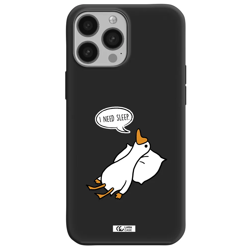 a cartoon of a duck with a pillow Apple iPhone 13 Pro Max Silicone black Case