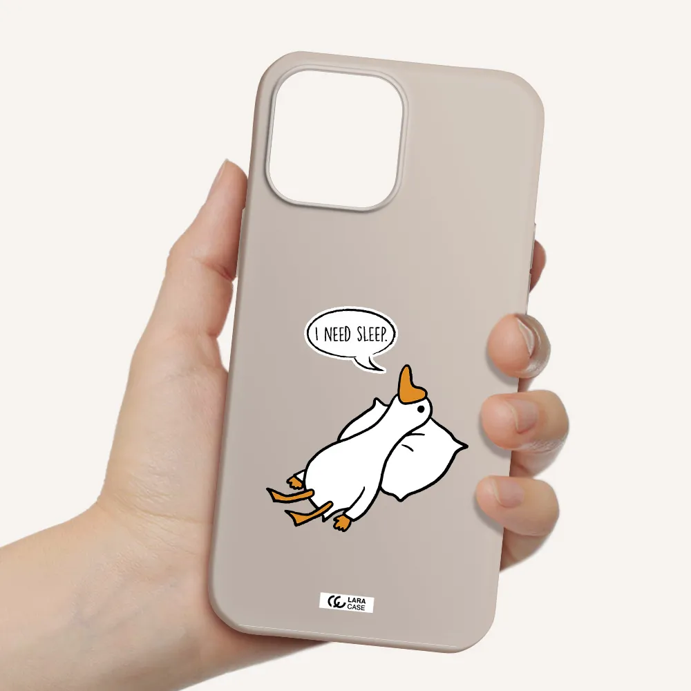 a cartoon of a duck with a pillow Apple iPhone 13 Pro Silicone Stone Case