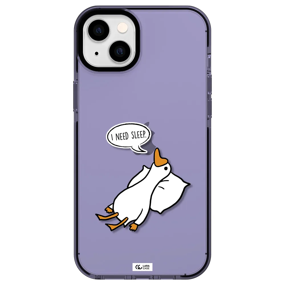 a cartoon of a duck with a pillow Apple iPhone 14 plus impact Lilac Case